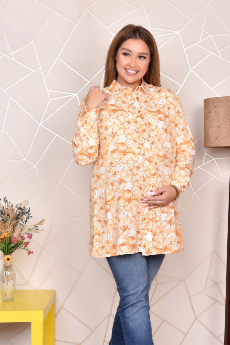 Mustard patterned blouse - Image 2