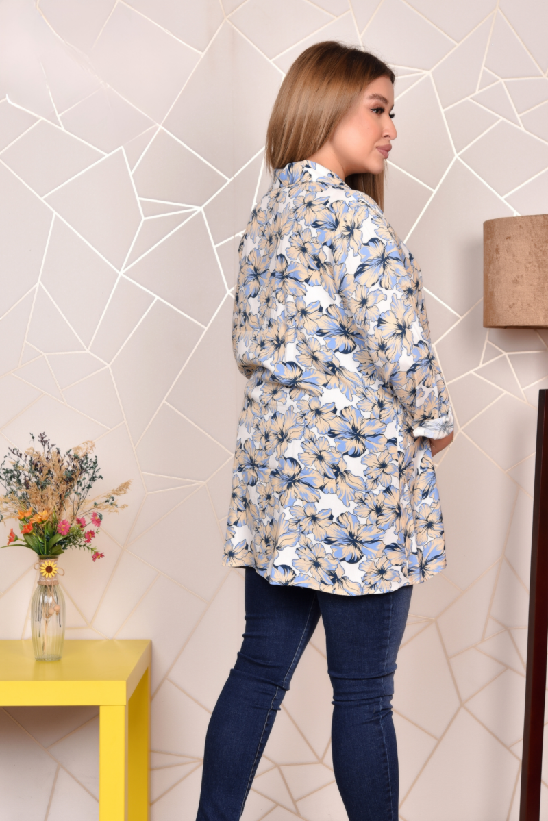 Blue patterned blouse - Image 3